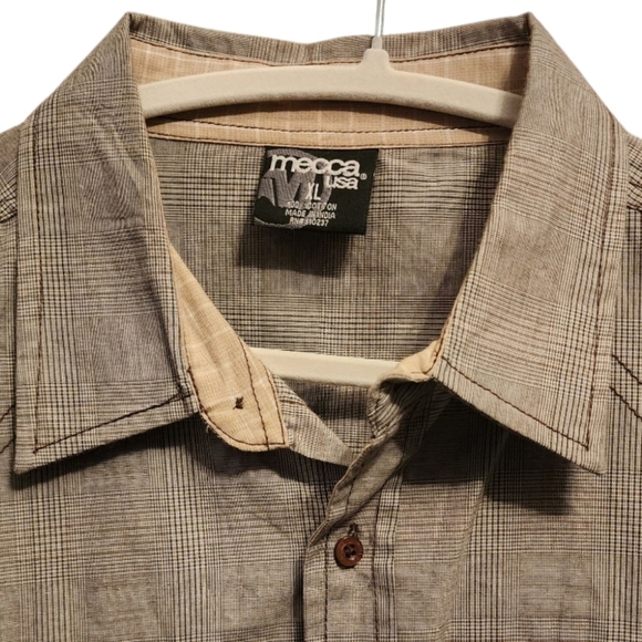 Mecca USA Mens XL Tan Plaid Long Sleeve Button Up Urban Cowboy Y2K 00 Streetwear - Picture 4 of 6